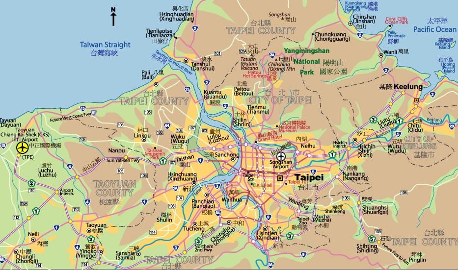তাইপেই শহরের মানচিত্র